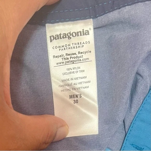 Patagonia Men's Board Shorts Minimalist Wavefarer Size 30 NWT Blue Stripe Trunks - Picture 6 of 11